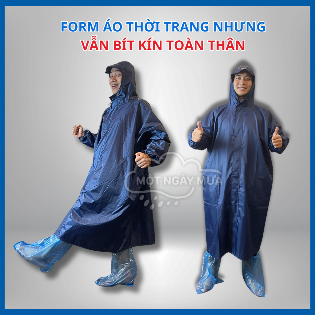 Áo Mưa Khóa Kéo Măng Tô Một Ngày Mưa (Vải Tổ Ong Loại Cao cấp) Cỡ Đại - Chắn Gió Toàn Thân, Siêu Nhẹ