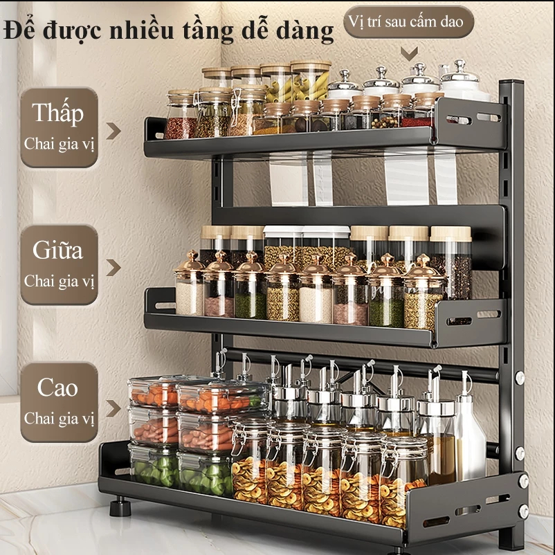 2/3 tầng, Giá đựng gia vị nhà bếp có thể điều chỉnh độ cao mới, giá ...