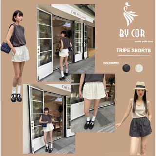 Tripe Shorts/By Cor/ Quần giả váy Linen sọc