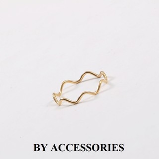 Nhẫn nữ titan kiểu gợn sóng mảnh bo cong tròn mạ vàng 18K không gỉ WR2528 BY ACCESSORIES