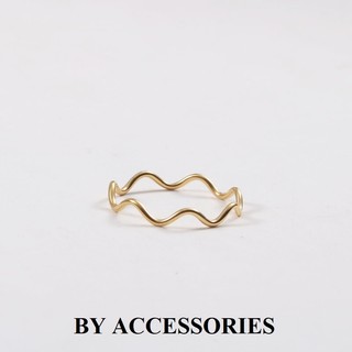 Nhẫn nữ titan kiểu gợn sóng mảnh bo cong tròn mạ vàng 18K không gỉ WR2528 BY ACCESSORIES