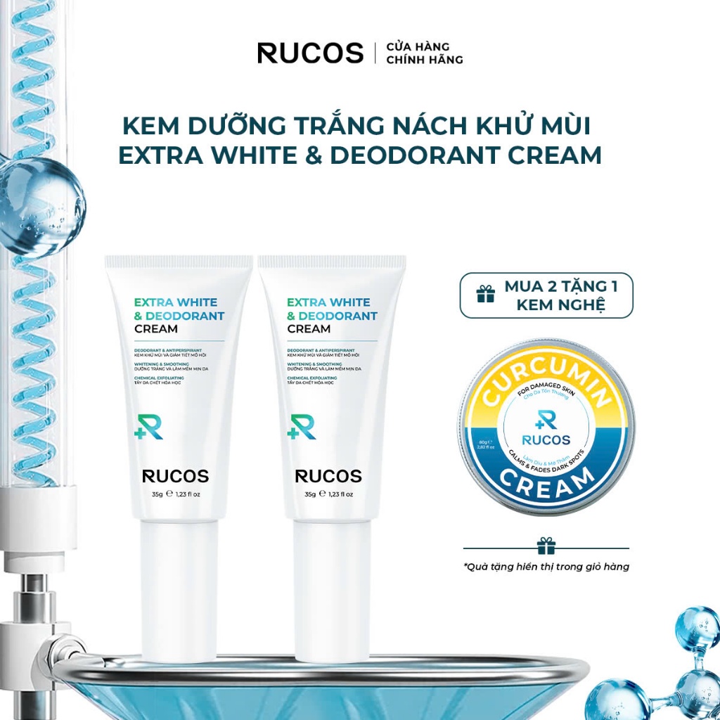 [Mua 2 tặng 1 Kem nghệ] Kem trắng nách khử mùi Extra White & Deodorant - Rucos