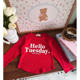 AT13-[tomnaukid] Áo dài tay chữ Hello Tuesday cho bé gái size từ 9-36Kg