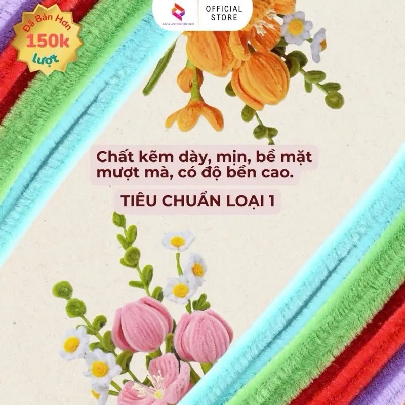 20 Sợi - Kẽm Nhung Loại 1 Dày Mịn 7-8mm Làm Hoa