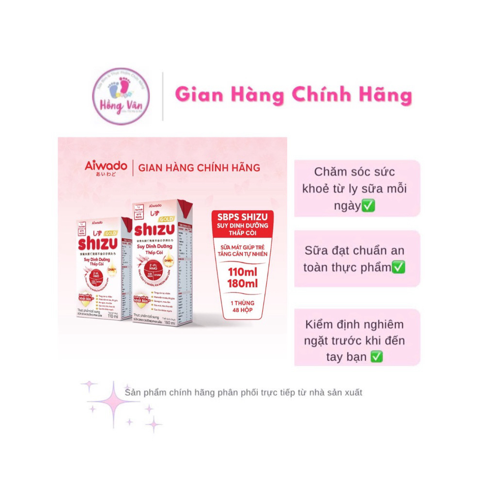 {Hot} Sữa Bột Pha Sẵn cho bé từ 6 tháng Aiwado Shizu Gold Suy Dinh Dưỡng Thấp Còi thùng 48 hộp 110ml