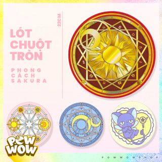 22x22x0.25cm Bàn Di Chuột / Lót Chuột Tròn Cao Su Vải Phong Cách Hoạ Tiết Anime Manga Sakura Vòng Tròn Ma Thuật Bát Quái