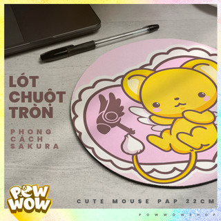 22x22x0.25cm Bàn Di Chuột / Lót Chuột Tròn Cao Su Vải Phong Cách Hoạ Tiết Anime Manga Sakura Vòng Tròn Ma Thuật Bát Quái