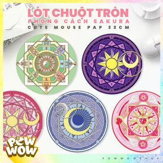 22x22x0.25cm Bàn Di Chuột / Lót Chuột Tròn Cao Su Vải Phong Cách Hoạ Tiết Anime Manga Sakura Vòng Tròn Ma Thuật Bát Quái