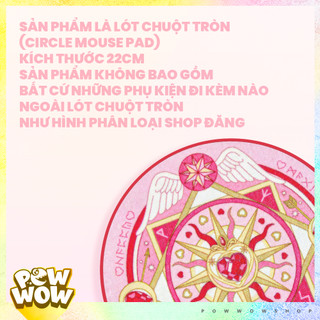 22x22x0.25cm Bàn Di Chuột / Lót Chuột Tròn Cao Su Vải Phong Cách Hoạ Tiết Anime Manga Sakura Vòng Tròn Ma Thuật Bát Quái