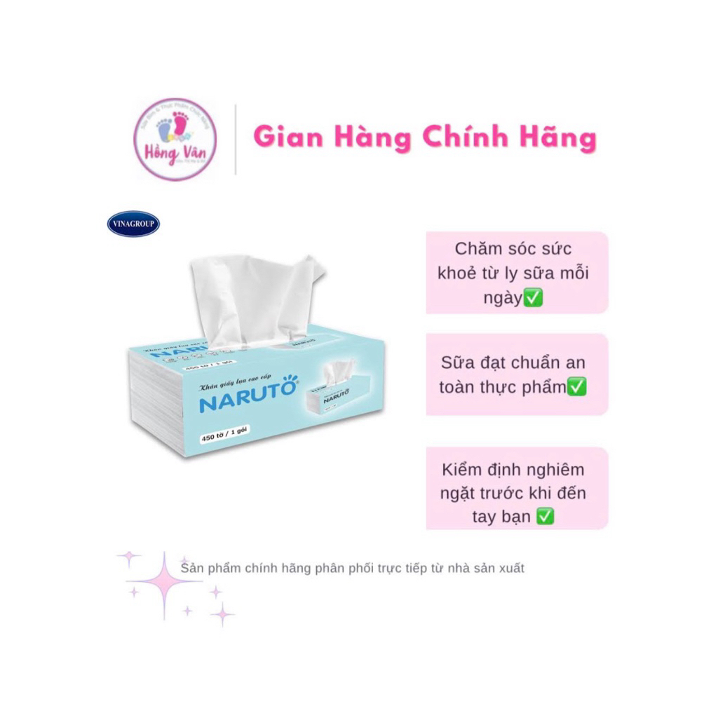 Khăn Giấy Lụa Naruto Cao Cấp 450 Tờ/Gói - Giấy Ăn Rút 3 Lớp Dai Mềm Mịn, Thấm Hút Tốt, An Toàn Cho Da