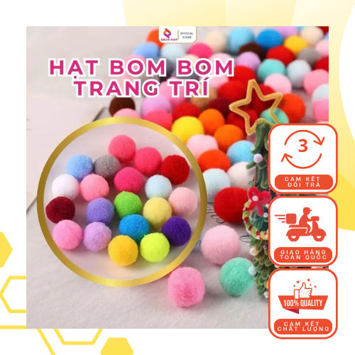 Set 45-50 Viên - Hạt Pompom 1cm Trang Trí Cây Thông Noel