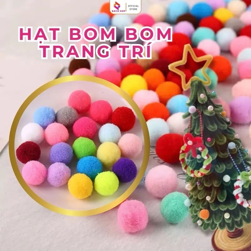 Set 45-50 Viên - Hạt Pompom 1cm Trang Trí Cây Thông Noel