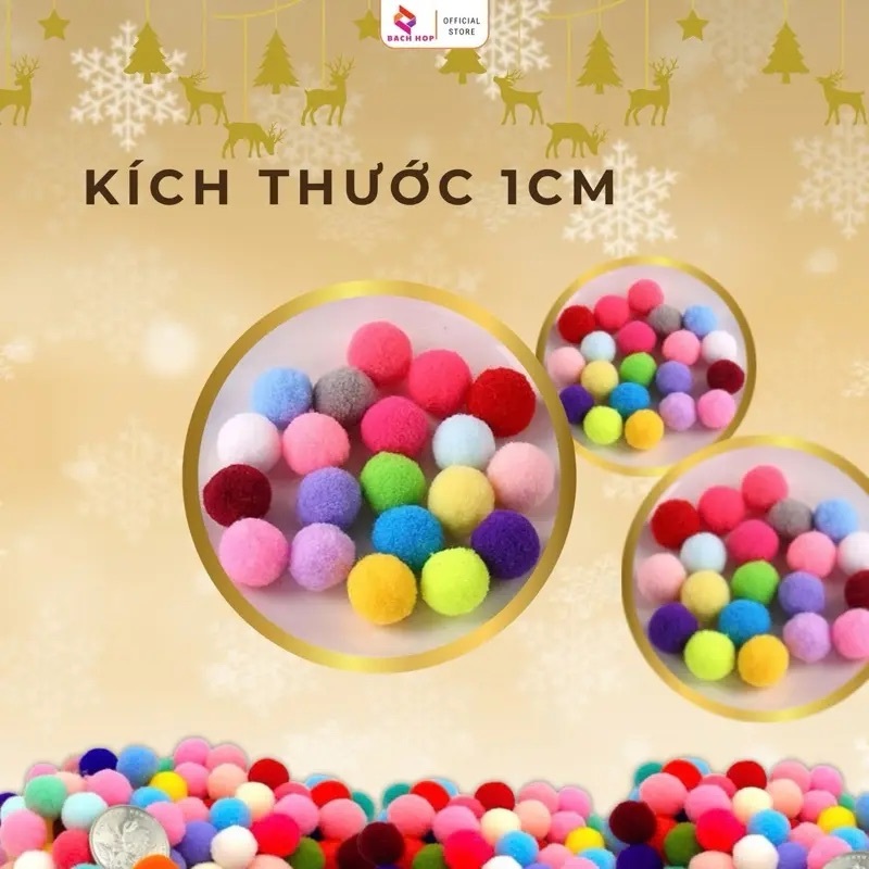 Set 45-50 Viên - Hạt Pompom 1cm Trang Trí Cây Thông Noel