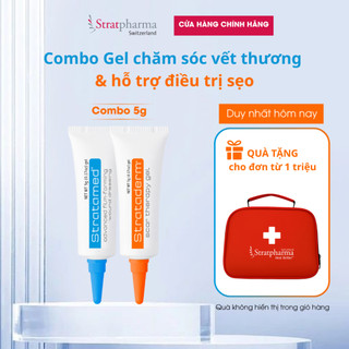 Combo Gel Silicone ngăn ngừa sẹo xấu Strataderm và Gel bảo vệ, làm lành vết thương hở Stratamed
