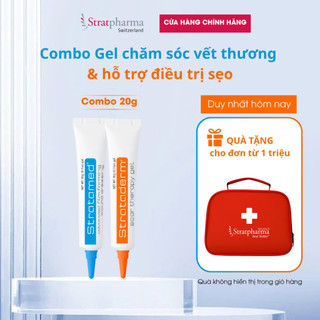 Combo Gel Silicone ngăn ngừa sẹo xấu Strataderm 20g và bảo vệ, làm lành vết thương hở Stratamed 20g