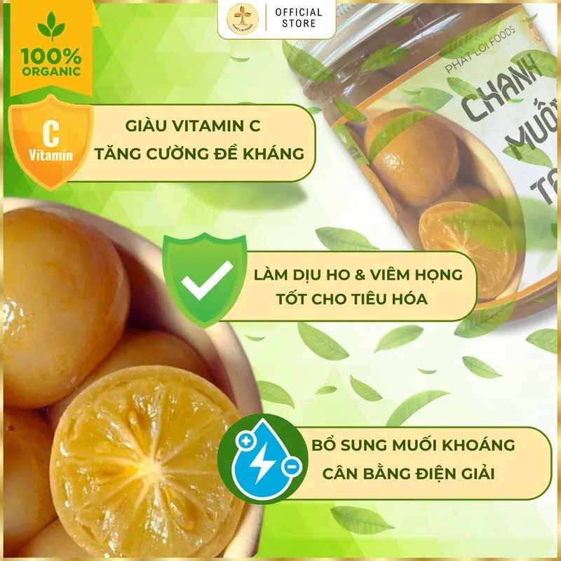 Chanh Muối  hũ 600gram - Phat Loi Foods - Chanh tự nhiên, không chứa bảo quản