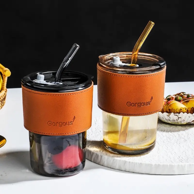 Ly Thủy Tinh Bọc Da 450ml