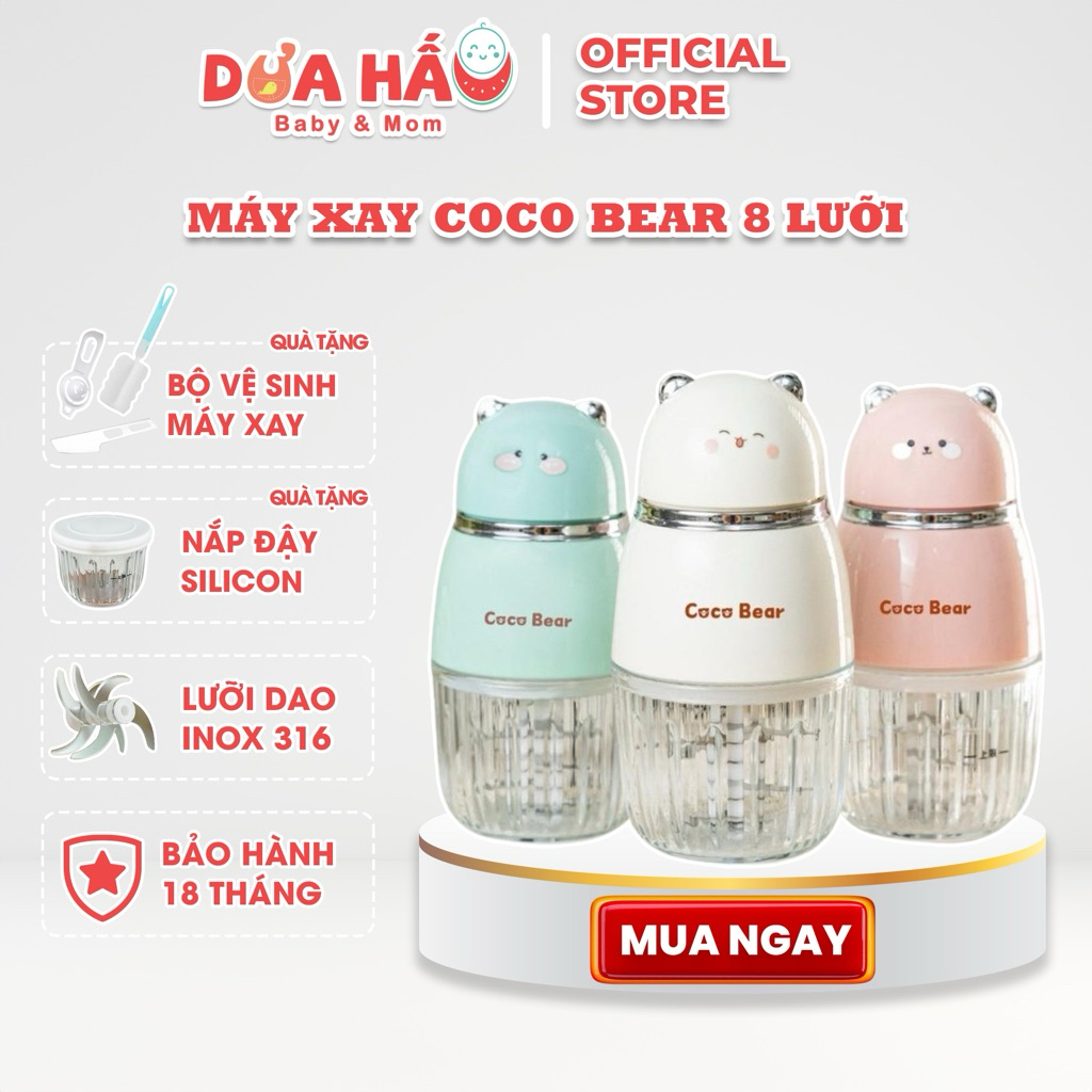 Máy Xay Coco Bear Mimi 8 Lưỡi Dao Chuyên Dụng Cho Bé Ăn Dặm Nhuyễn