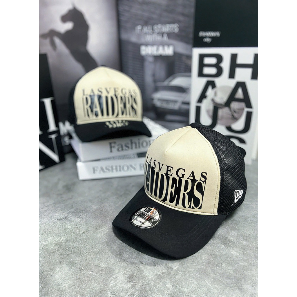 Mũ kết kaki cao cấp phối lưới - Nón lưỡi trai mạc in RAIDERS phối màu nỗi thời trang unisex nam nữ