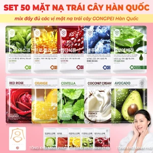 Mặt Nạ Trái Cây Gongpei Hàn Quốc SET 50 Miếng Dưỡng Ẩm Trắng Da, Cung Cấp Vitamin Nuôi Dưỡng Làn Da Trẻ Hoá Căng Mướt