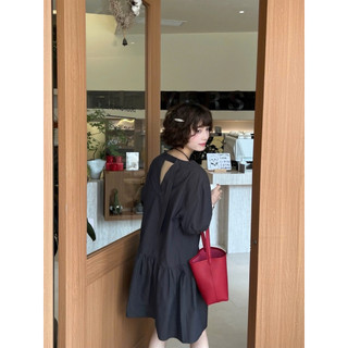 Berry Black Dress / By Cor/ Đầm babydoll tay ngắn Linen