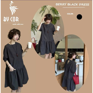 Berry Black Dress / By Cor/ Đầm babydoll tay ngắn Linen