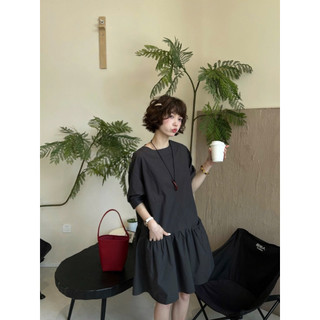 Berry Black Dress / By Cor/ Đầm babydoll tay ngắn Linen