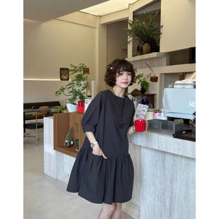 Berry Black Dress / By Cor/ Đầm babydoll tay ngắn Linen