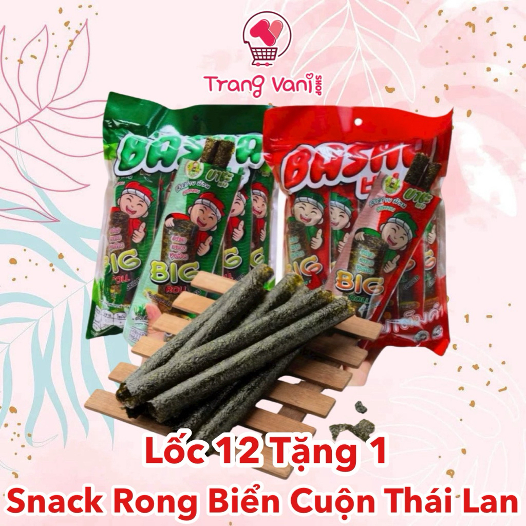 [LỐC 12 TẶNG 1] Snack Rong Biển Cuộn Thái Lan | Shopee Việt Nam