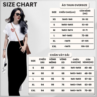 Set Bộ Áo Thun Nữ CHEPOL Form Rộng, Phối Chân Váy Dài, In Trái tim, Chất Cotton ( Áo Phông Trắng+Chân Váy Suông)CP_x5280