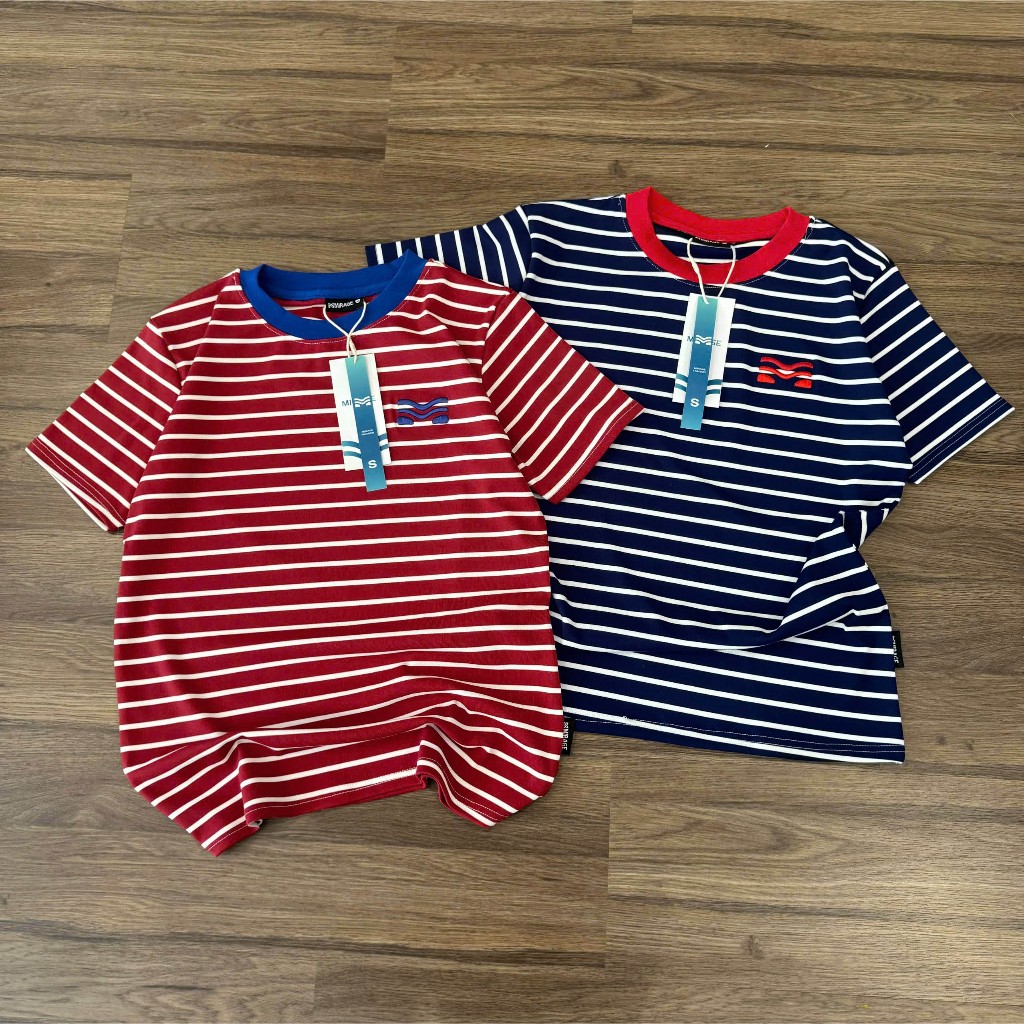 Áo Thun Mirage Cổ Viền Sọc Màu Bắt Mắt Local Brand Chất Cotton Mềm Mịn.
