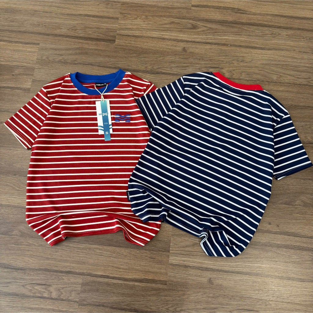 Áo Thun Mirage Cổ Viền Sọc Màu Bắt Mắt Local Brand Chất Cotton Mềm Mịn.