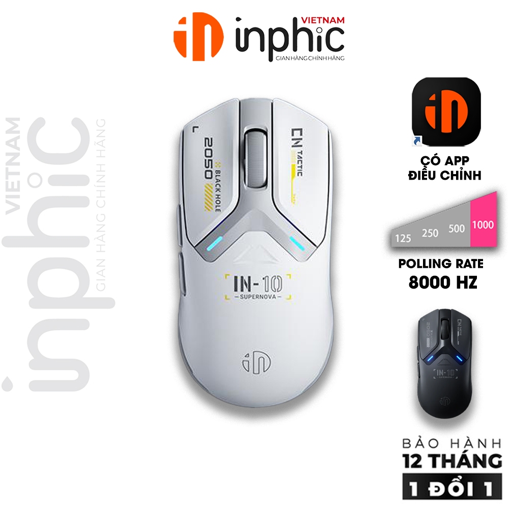 Chuột không dây gaming INPHIC IN10 8000hz bluetooth siêu nhẹ 3 mode có ...