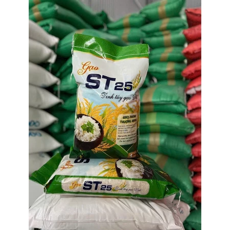 Gạo ST25 gạo mới, gạo sạch dẻo thơm, Gạo ngon gia đình, Hạt dài túi 5kg