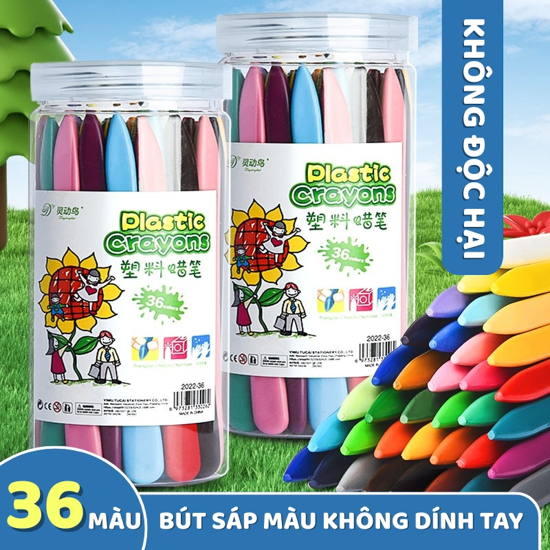 Bút sáp dầu cho bé – 12/24/36 màu cao cấp, không dính tay, bám màu chuẩn, an toàn cho học sinh tập vẽ