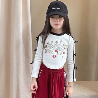 AT11-[tomnaukids] Áo thun dài tay gắn nơ viền sọc tay cho bé size từ 9-36Kg