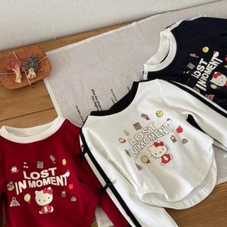 AT11-[tomnaukids] Áo thun dài tay gắn nơ viền sọc tay cho bé size từ 9-36Kg