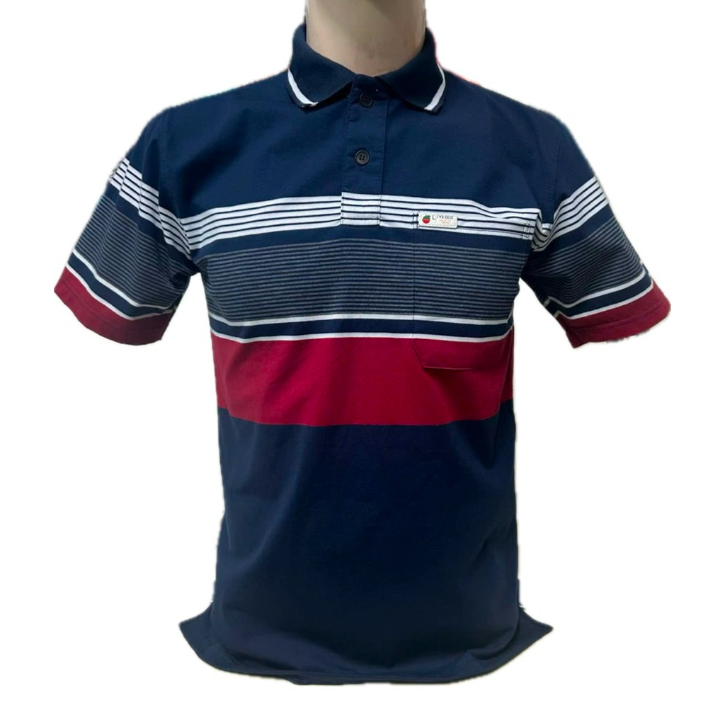 Áo Thun Polo Nam Sọc Ngang Có Cổ Bẻ Có Túi tại Áo Phông Trung Niên Vải Cotton