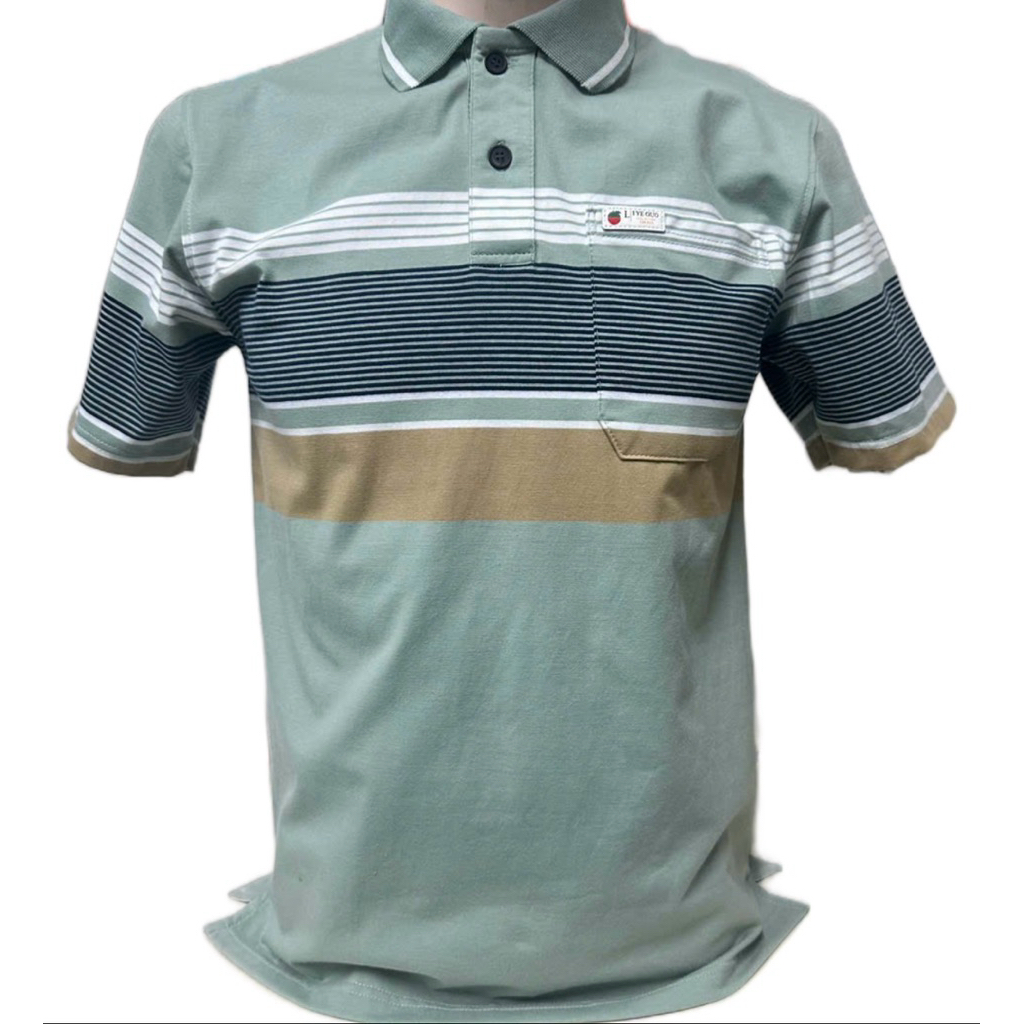 Áo Thun Polo Nam Sọc Ngang Có Cổ Bẻ Có Túi tại Áo Phông Trung Niên Vải Cotton