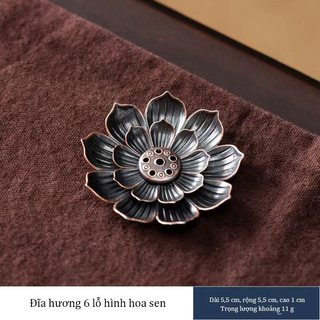 Đĩa Đốt Nhang Trầm Hương 9Cm Đế Lư Hương Hoa Sen 3 Lớp Chạm Khắc Tinh Sảo - Phong Thủy May Mắn Trang Trí Nhà Cửa