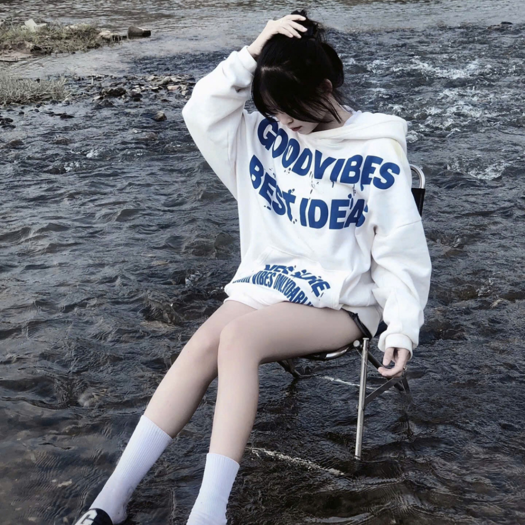Áo Hoodie Nỉ Bông In Nổi Boxy - Áo Khoác Nỉ GOOD VIBES 4 Màu Trẻ Trung Mặc Nhóm Cặp Đôi SSL
