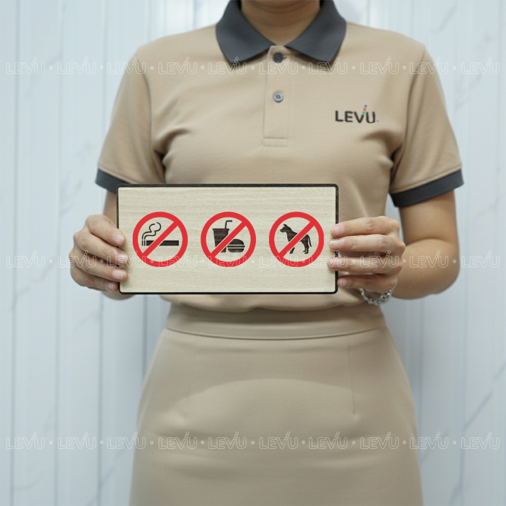 Bảng gỗ cảnh báo tổng hợp (no smoking, cấm đồ ăn, cấm thú cưng) BG88 trang trí quán