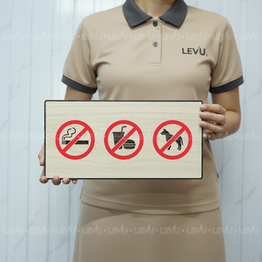 Bảng gỗ cảnh báo tổng hợp (no smoking, cấm đồ ăn, cấm thú cưng) BG88 trang trí quán