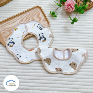 Kembaby - Set 5 Chiếc Yếm Xô Muslin Chống Thấm Tròn Xoay 360°