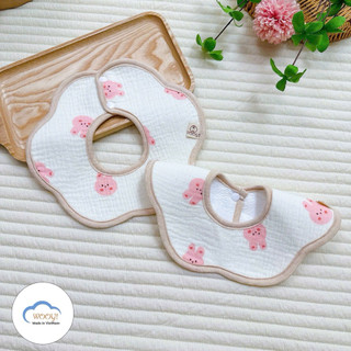 Kembaby - Set 5 Chiếc Yếm Xô Muslin Chống Thấm Tròn Xoay 360°