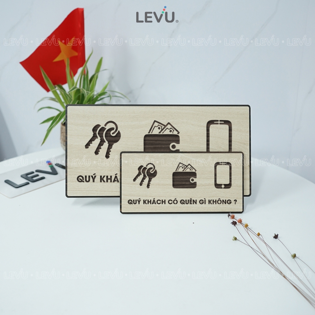 Bảng gỗ trang trí nhắc nhở quý khách có quên gì không BG90 decor quán