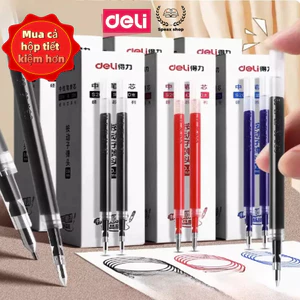 Combo 10 20 ruột bút gel Deli ngòi 0.5mm dùng cho bút bấm ruột bút gel thay thế ruột bút nước