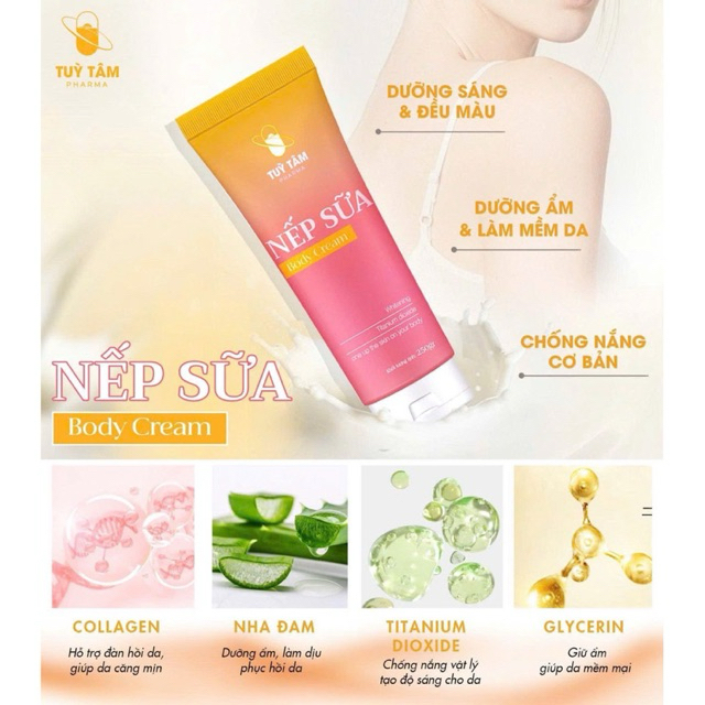 Kem body nếp sữa làm trắng da tự nhiên Skincare Nữ - Tùy Tâm Pharma