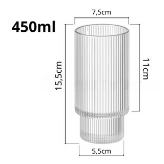 Ly thuỷ tinh/ Cốc thuỷ tinh 2 tầng sọc dọc hãng Deli cao câp chịu nhiệt có 3 size decor quán cà phê đẹp
