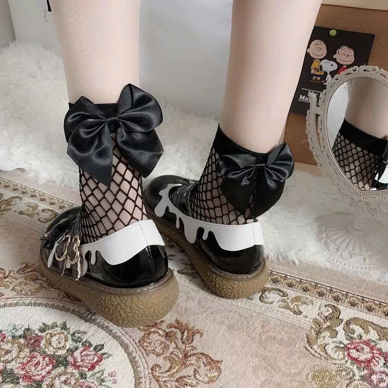 Tất Lưới Nữ Dandal Cổ Chân Nơ To Đáng Yêu Siêu Xinh Hàn Quốc, Chất Lưới Co Giãn Mềm, 2 Màu Trắng Đen
